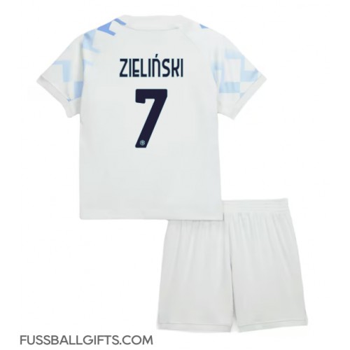 Inter Milan Piotr Zielinski #7 Fußballbekleidung Auswärtstrikot Kinder 2025-26 Kurzarm (+ kurze hosen)